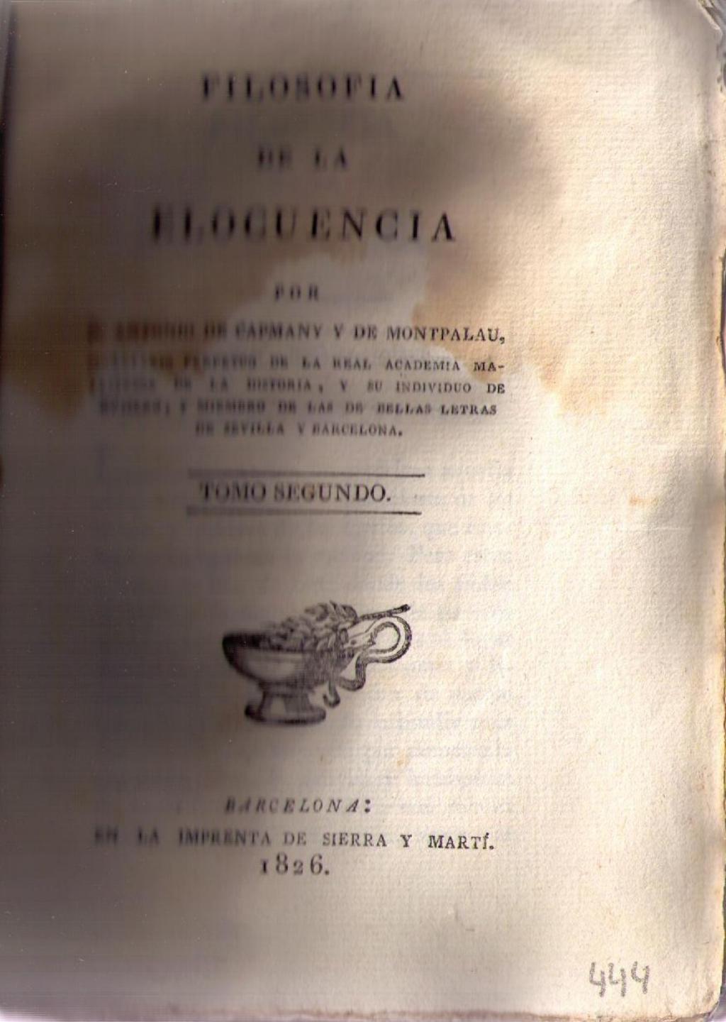 Coberta de Filosofía de la elocuencia (Tom II)